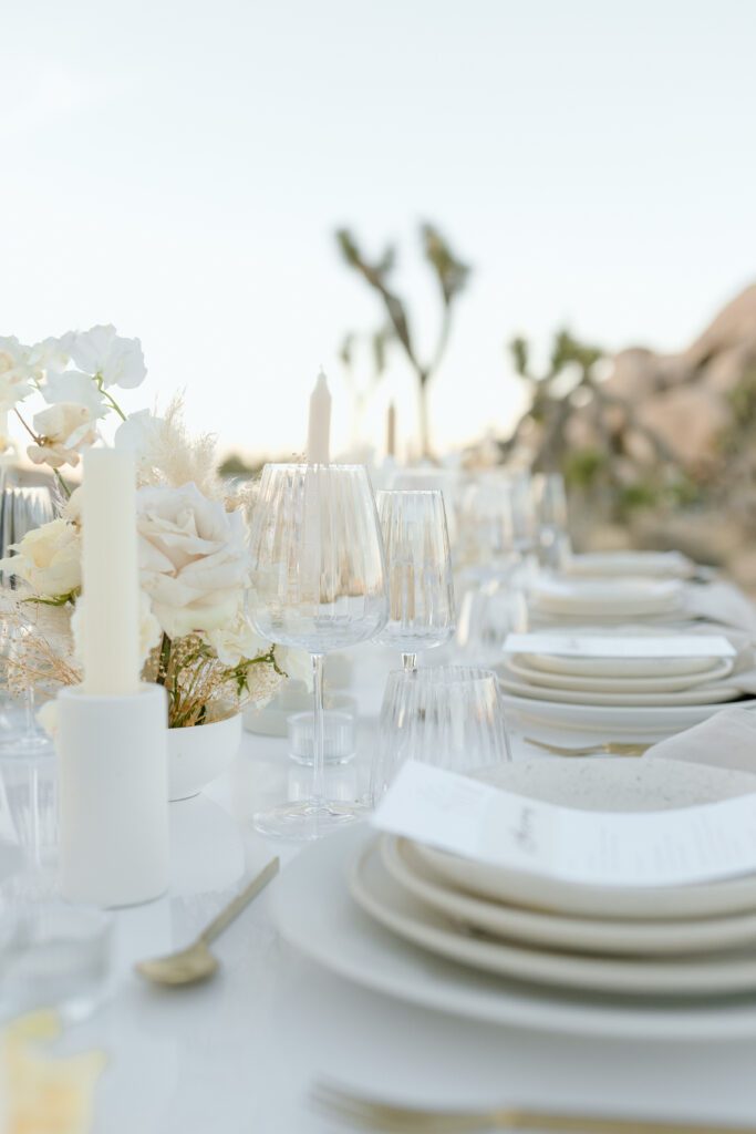 Dreamy desert elopement with bride and groom in Joshua Tree by Mariah Jones Photo wedding dress neutral florals documentary