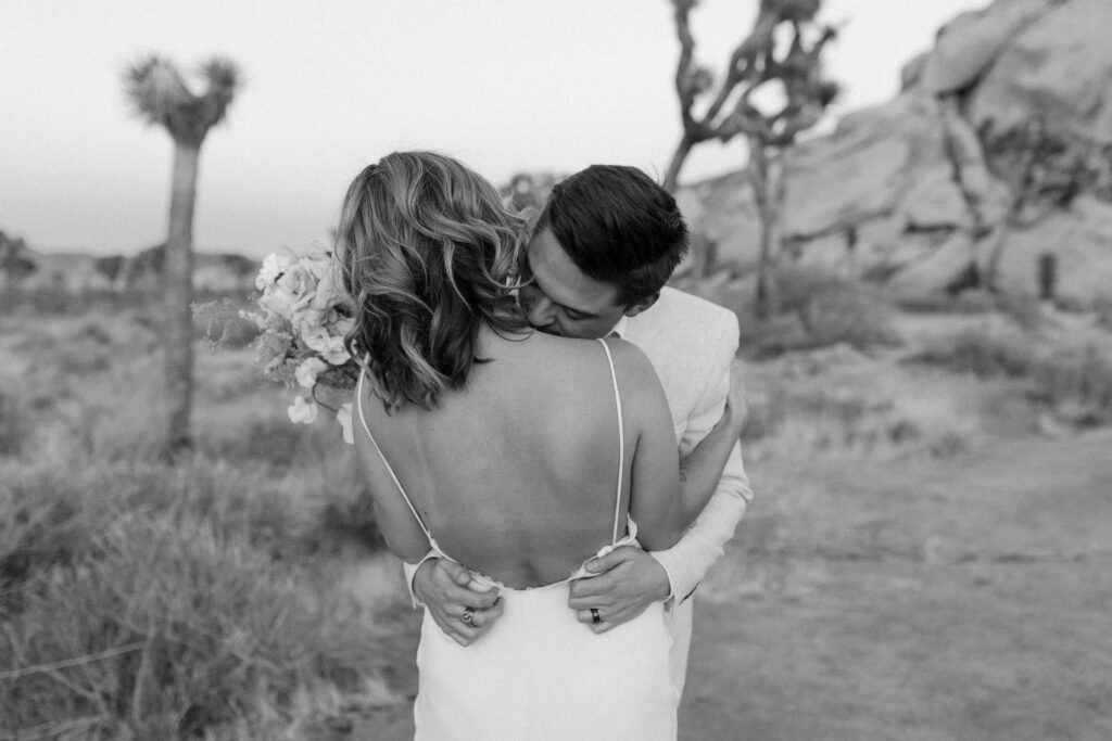 Dreamy desert elopement with bride and groom in Joshua Tree by Mariah Jones Photo