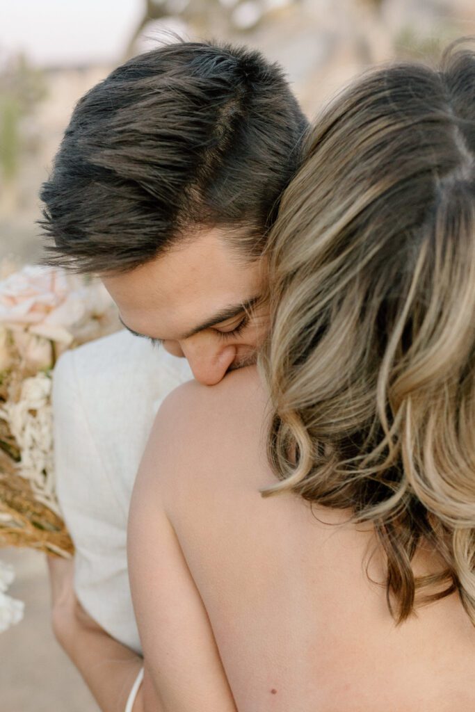 Dreamy desert elopement with bride and groom in Joshua Tree by Mariah Jones Photo