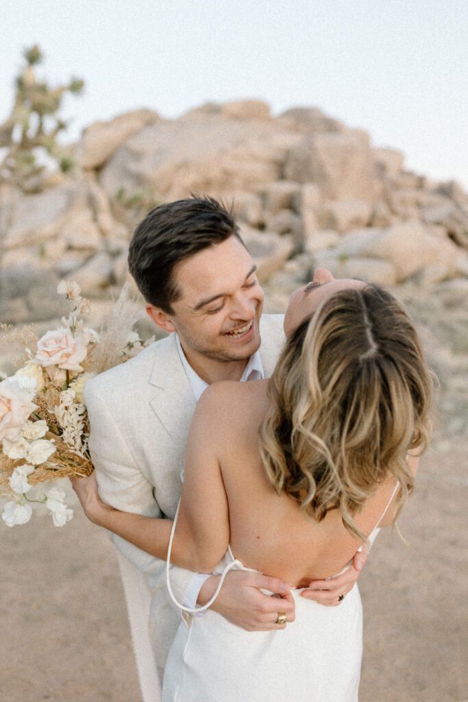 Dreamy desert elopement with bride and groom in Joshua Tree by Mariah Jones Photo