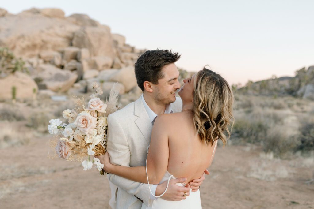 Dreamy desert elopement with bride and groom in Joshua Tree by Mariah Jones Photo