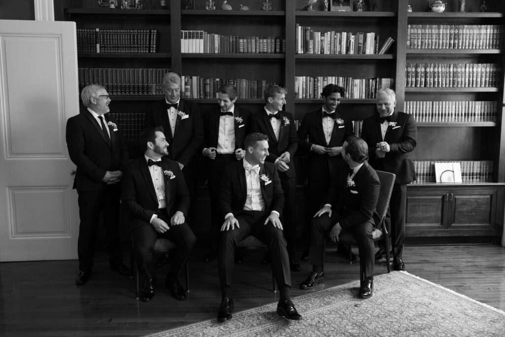 groomsmen in the library room at the Madison Club