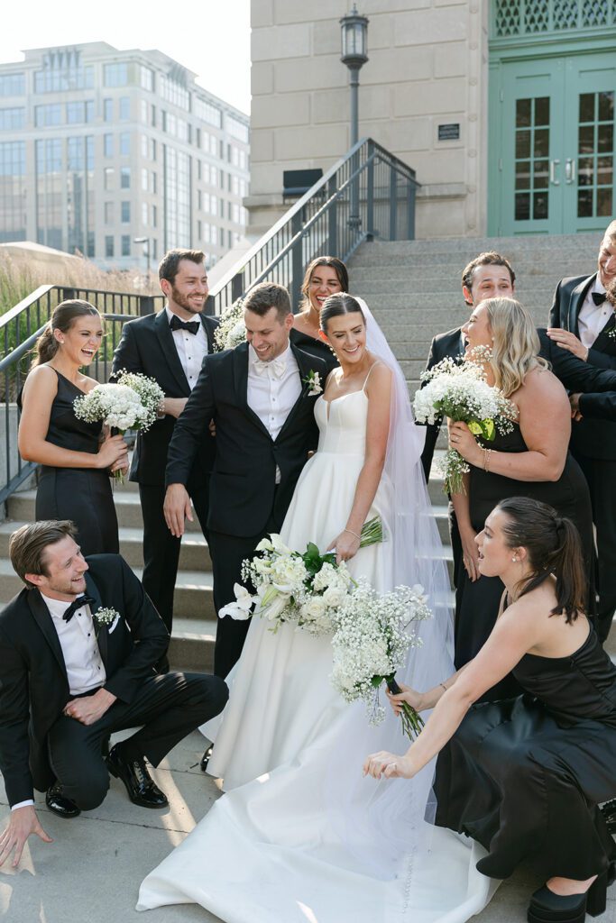 wedding party portraits at The Madison Club in Madison, WI.