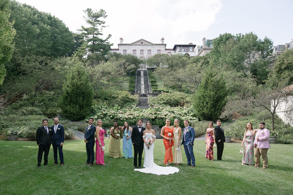 bridal party portraits at the villa terrace in milwaukee, wi