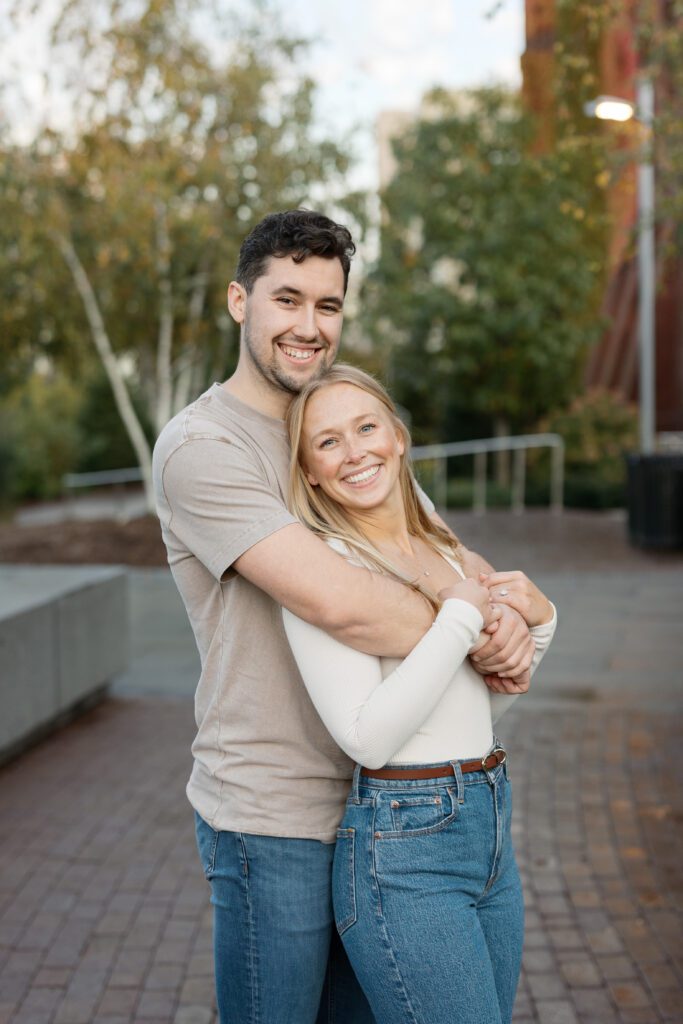 Couple portrait at the Memorial Union during their engagement session.