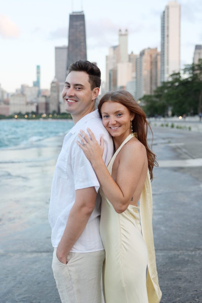 Engagement session at North Avenue Beach in Chicago.