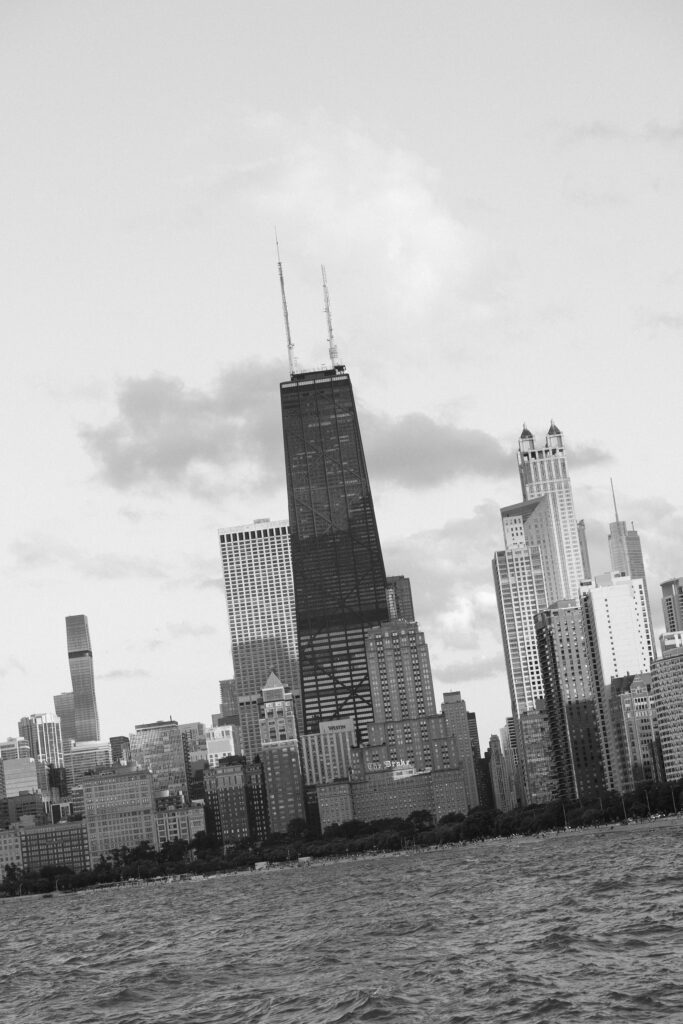 Detail of the Chicago skyline at North Avenue Beach.