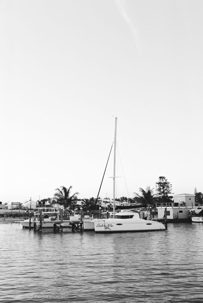 Scenic view of the marina against the backdrop of the ocean for a dreamy West Palm Beach Boat Elopement.