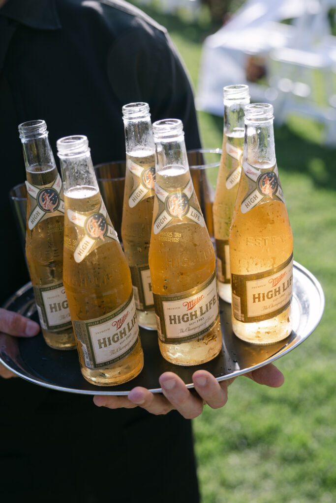 Tray of drinks at a Bel Air Bay Club wedding reception.