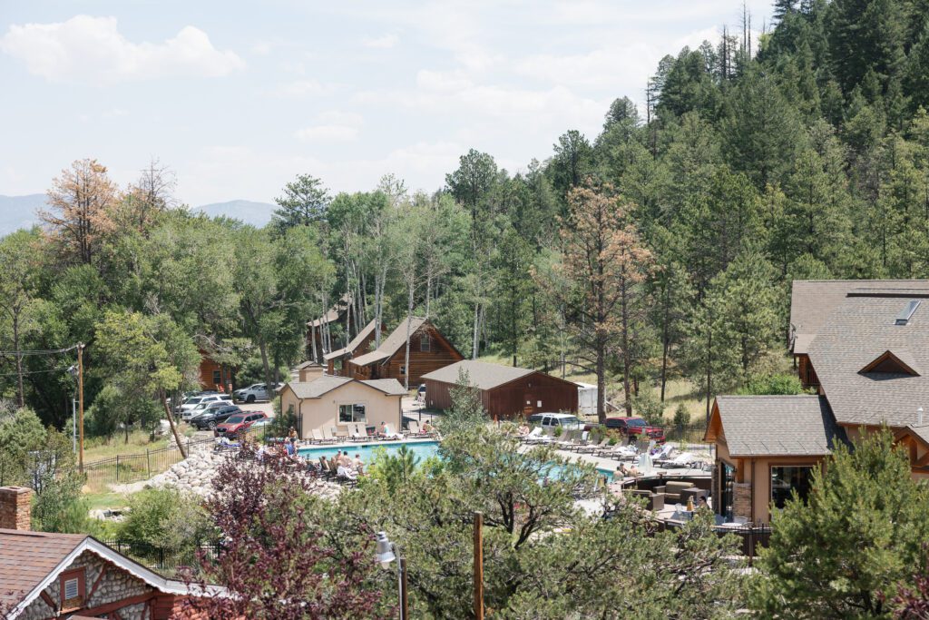 Aerial shot of Mt. Princeton Hot Springs wedding venue in Colorado